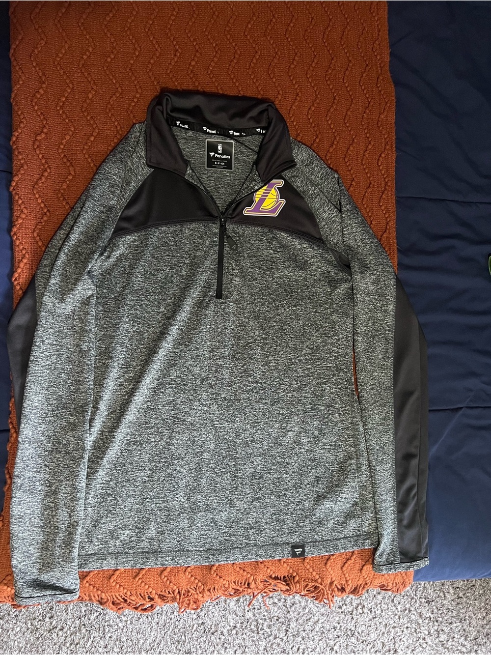 Fanatics Grey and Black Heathered Quarter-Zip Pullover